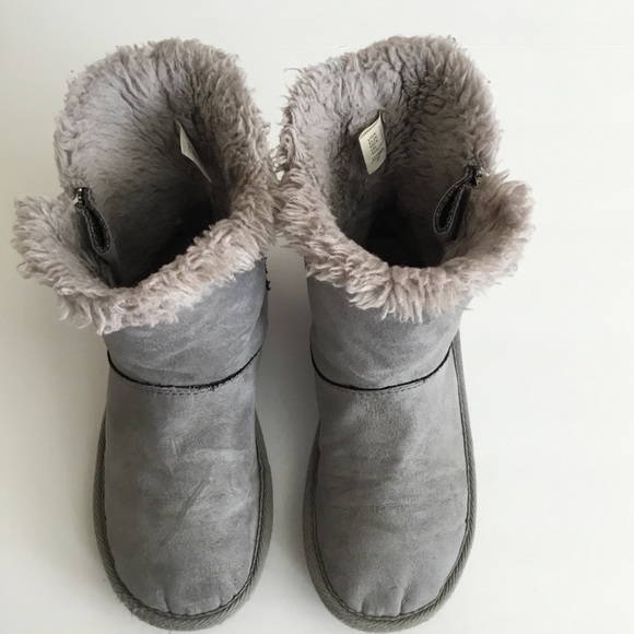 Airwalk Girls Boots Gray Faux Fur Lined Size 1 - Picture 6 of 8